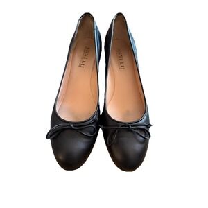 Anyi Lu Italian Black Leather Ballet Wedge Heels EU 38.5 US 7.5-8 RARE EUC